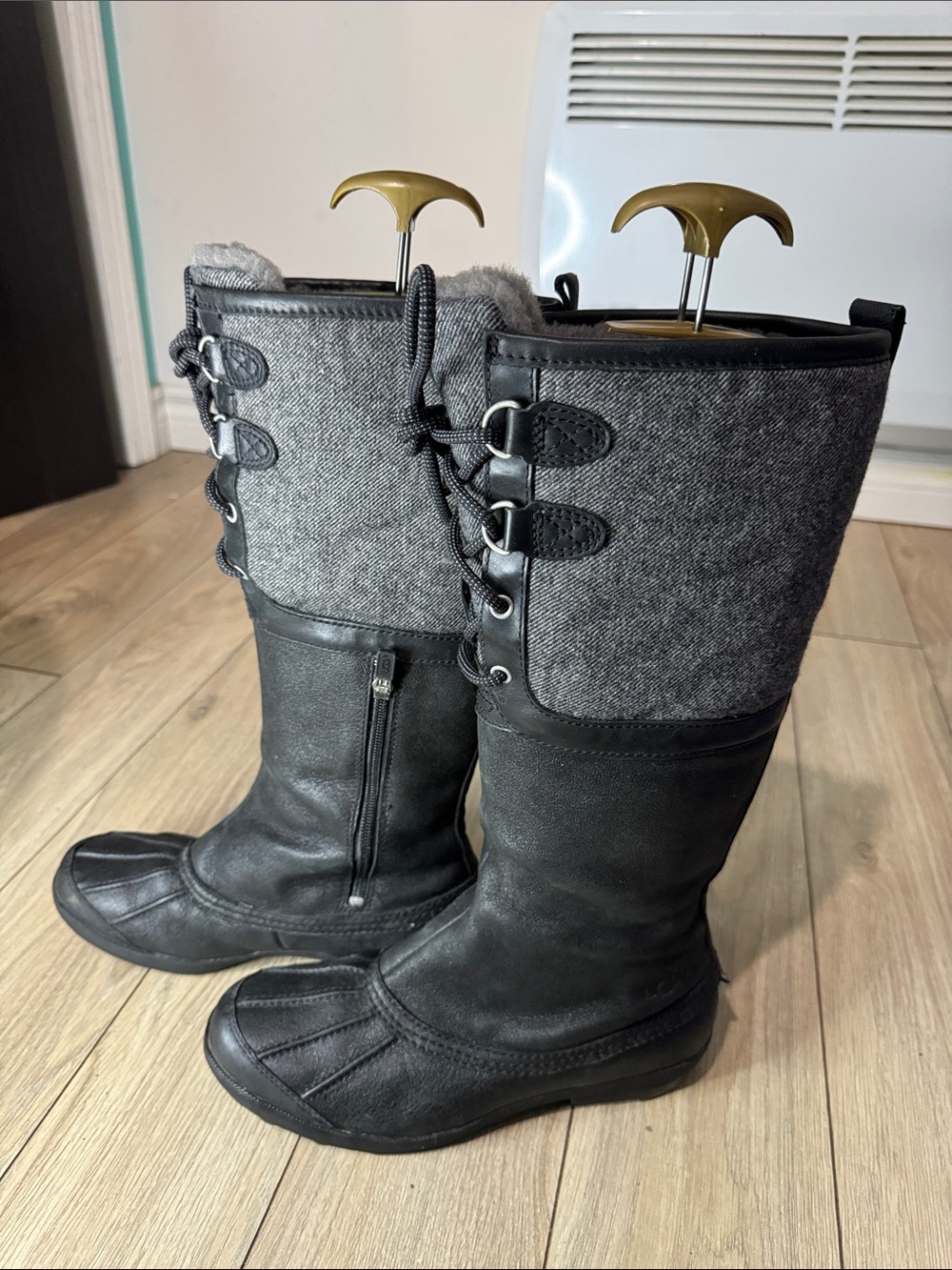 UGG Black and Gray Winter Tall Boots